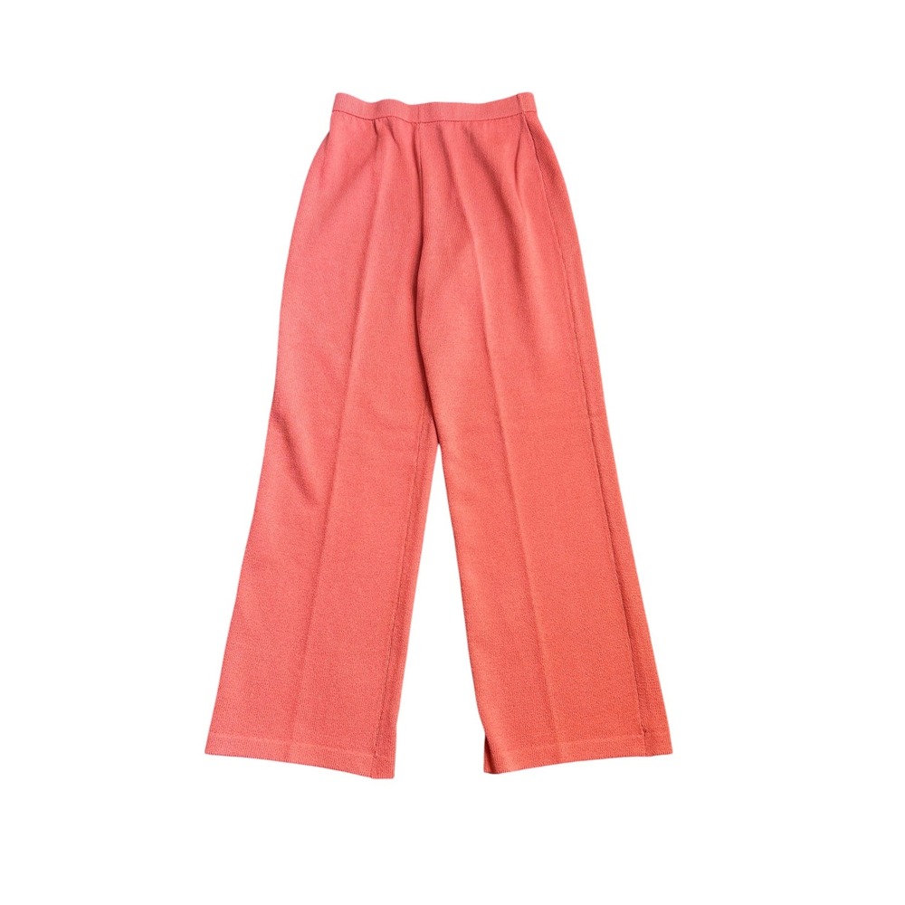 St John Collection Coral Knit Wide Leg Trousers High Rise Pants Size 4 USA